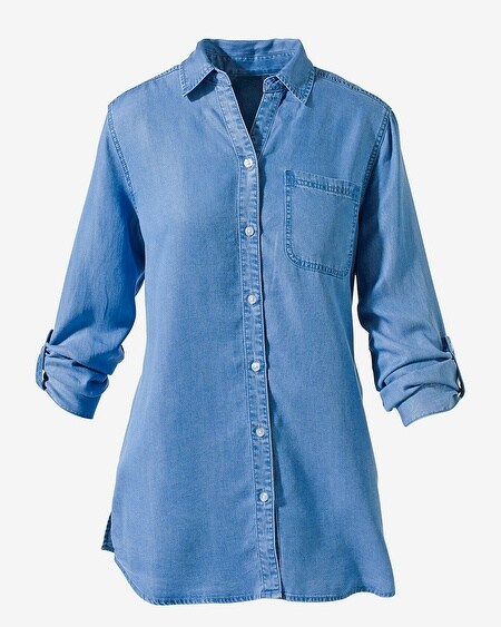 Shop Vintage indigo cotton denim tunic | eShakti